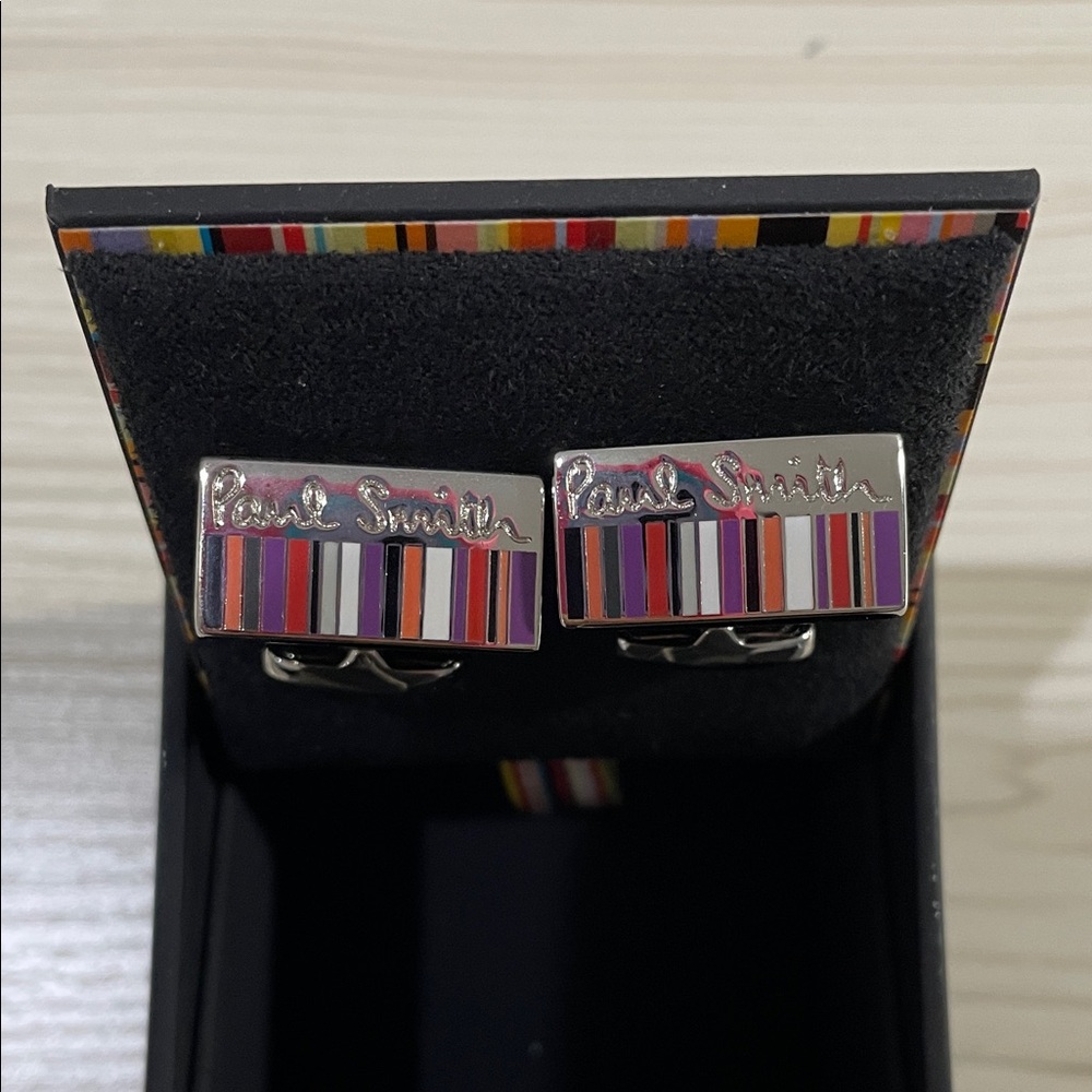 Paul Smith Striped Silver Cufflinks - Authentic